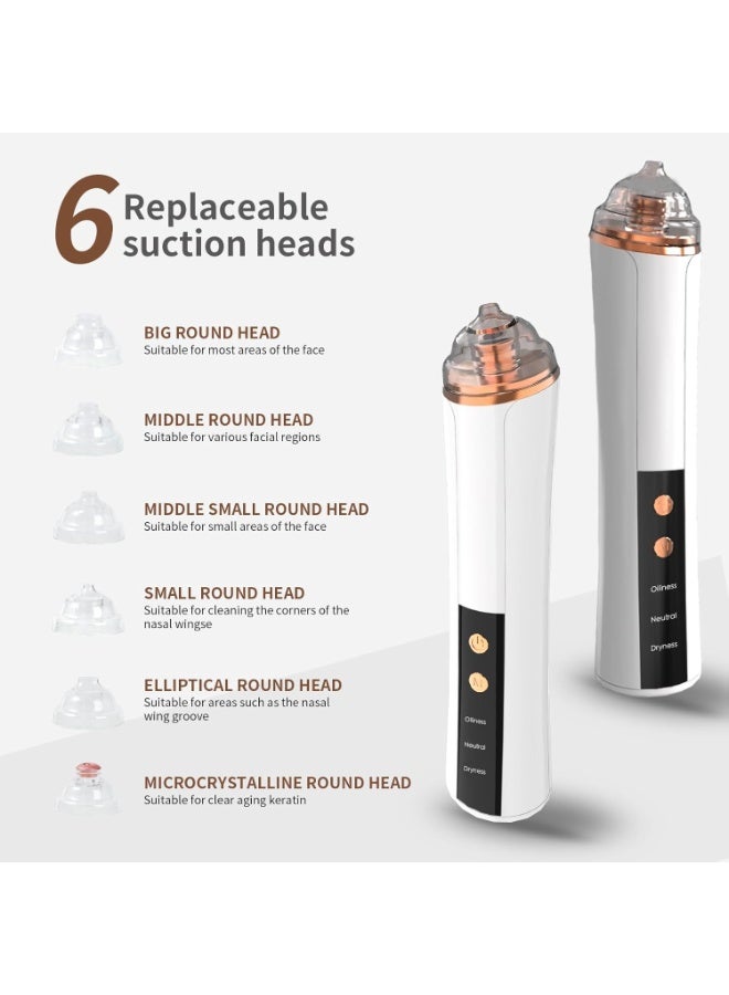 general Blackhead Remover Pore Vacuum,Facial Pore Cleaner-6 Suction Power,3 Adjustable Suction Levels,USB Rechargeable Blackhead Vacuum Kit Electric Acne Extractor Tool for Women & Men (White) - Image 5